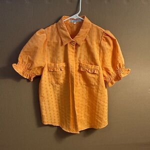 Joy Joy Orange Textured Blouse